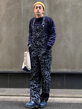 「EVISU（エヴィス）のアイテム（サロペット/オーバーオール）」を使った、よしさん【相互】さん（メンズ・163cm）の冬コーディネート