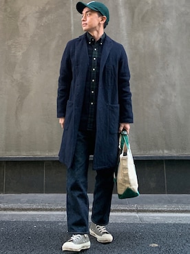 「ブラックウォッチ」｜「アイテム（チェスターコート）」を使った、よしさん【相互】さん（メンズ・163cm）の冬コーディネート