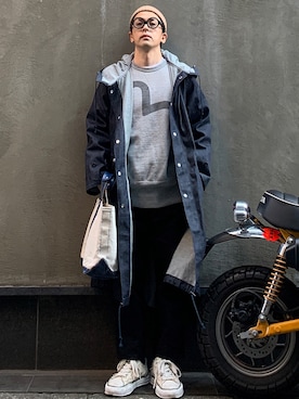 「EVISU（エヴィス）のアイテム（モッズコート）」を使った、よしさん【相互】さん（メンズ・163cm）の冬コーディネート