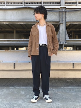 「JUNRED（ジュンレッド）のアイテム（トップス）」を使った、TOBIさん（メンズ・166cm）の秋コーディネート