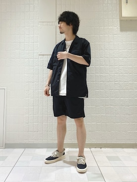 「JUNRED（ジュンレッド）のアイテム（トップス）」を使った、TOBIさん（メンズ・166cm）の夏コーディネート