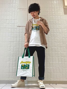 「JUNRED（ジュンレッド）のアイテム（タンクトップ）」を使った、TOBIさん（メンズ・166cm）の夏コーディネート