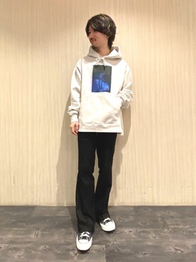 「JUNRED（ジュンレッド）のDAIKI NAKAMURA コラボグラフィックプルパーカー（パーカー）」を使った、TOBIさん（メンズ・167cm）の秋コーディネート
