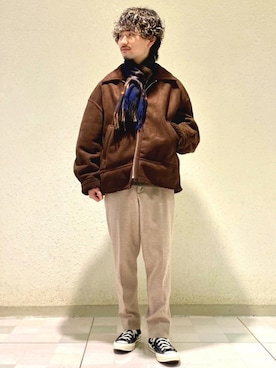 「JUNRED（ジュンレッド）のアイテム（ブルゾン）」を使った、TOBIさん（メンズ・167cm）の冬コーディネート