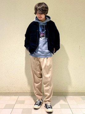 「JUNRED（ジュンレッド）のアイテム（パーカー）」を使った、TOBIさん（メンズ・167cm）の冬コーディネート