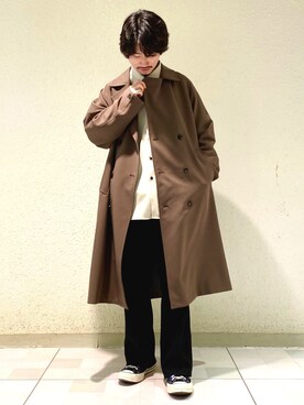 「JUNRED（ジュンレッド）のアイテム（トレンチコート）」を使った、TOBIさん（メンズ・167cm）の冬コーディネート