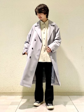 「JUNRED（ジュンレッド）のアイテム（トレンチコート）」を使った、TOBIさん（メンズ・167cm）の冬コーディネート