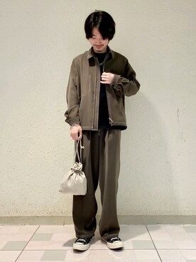 「JUNRED（ジュンレッド）のアイテム（トートバッグ）」を使った、TOBIさん（メンズ・167cm）の春コーディネート