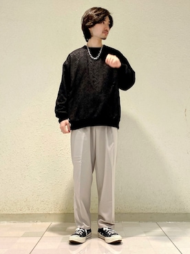 「JUNRED（ジュンレッド）のアイテム（スラックス）」を使った、TOBIさん（メンズ・167cm）の春コーディネート