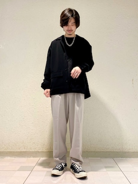 「JUNRED（ジュンレッド）のアイテム（スラックス）」を使った、TOBIさん（メンズ・167cm）の春コーディネート