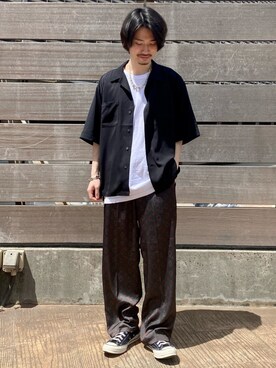 「JUNRED（ジュンレッド）のアイテム（パンツ）」を使った、TOBIさん（メンズ・167cm）の春コーディネート