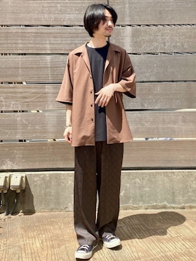 「JUNRED（ジュンレッド）のアイテム（トップス）」を使った、TOBIさん（メンズ・167cm）の春コーディネート