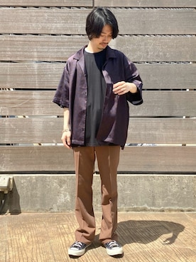 「JUNRED（ジュンレッド）のアイテム（パンツ）」を使った、TOBIさん（メンズ・167cm）の春コーディネート
