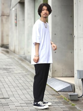 「JUNRED（ジュンレッド）のアイテム（ブレスレット）」を使った、TOBIさん（メンズ・167cm）の夏コーディネート