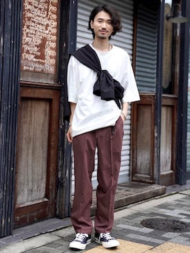 「JUNRED（ジュンレッド）のアイテム」を使った、TOBIさん（メンズ・168cm）の夏コーディネート