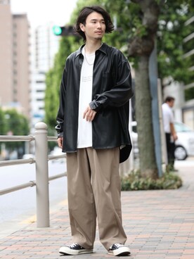 「JUNRED（ジュンレッド）のアイテム（チノパンツ）」を使った、TOBIさん（メンズ・168cm）の夏コーディネート
