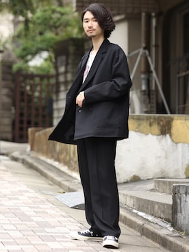 「JUNRED（ジュンレッド）のアイテム（テーラードジャケット）」を使った、TOBIさん（メンズ・168cm）の秋コーディネート