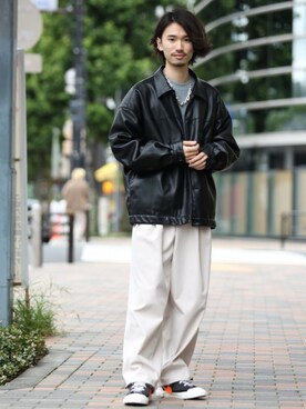 「JUNRED（ジュンレッド）のアイテム（スウェット）」を使った、TOBIさん（メンズ・168cm）の秋コーディネート