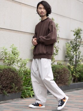 「JUNRED（ジュンレッド）のアイテム（スウェット）」を使った、TOBIさん（メンズ・168cm）の秋コーディネート