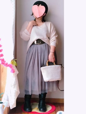 「アイテム（ベルト）」を使った、すもも🍑まんまる女子さん（レディース・153cm）の秋コーディネート