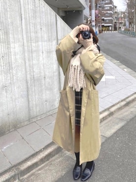 「dholic」｜「アイテム（ステンカラーコート）」を使った、ぱでぃさん（レディース・156cm）の冬コーディネート