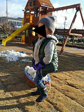 「長靴コーデ」｜「アイテム（帽子）」を使った、たいち さん（キッズ・110cm）の冬コーディネート