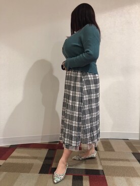 「one after another NICE CLAUP（ワンアフターアナザーナイスクラップ）のリバーシブルプリーツスカート（スカート）」を使った、okazakiさん（レディース・163cm）の春コーディネート