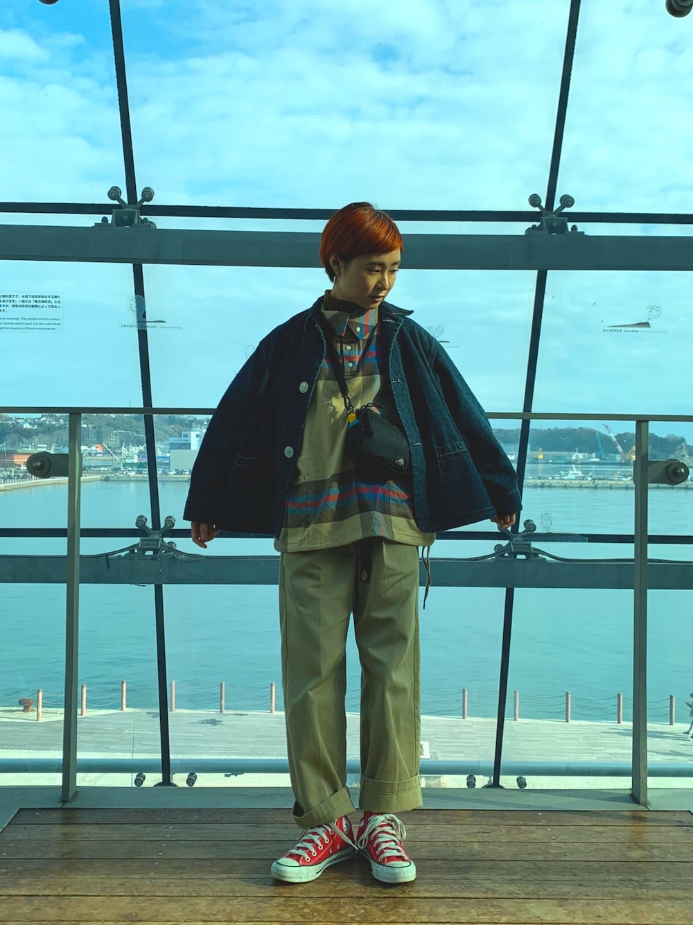 「秋冬コーデ、チェック、低身長コーデ」｜「BEAMS BOYのBEAMS BOY / ビッグタータン バスクシャツ 18FW（シャツ/ブラウス、ベージュ系）」を使った、あずささん（レディース・153cm）の秋コーディネートの1枚目の写真