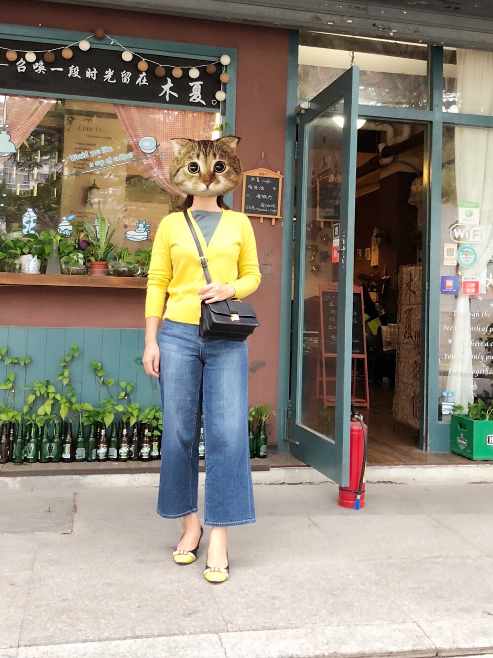 「UNIQLOのアイテム（デニムパンツ、ブルー系）」を使った、flowerさん（レディース・162cm）の秋コーディネートの1枚目の写真