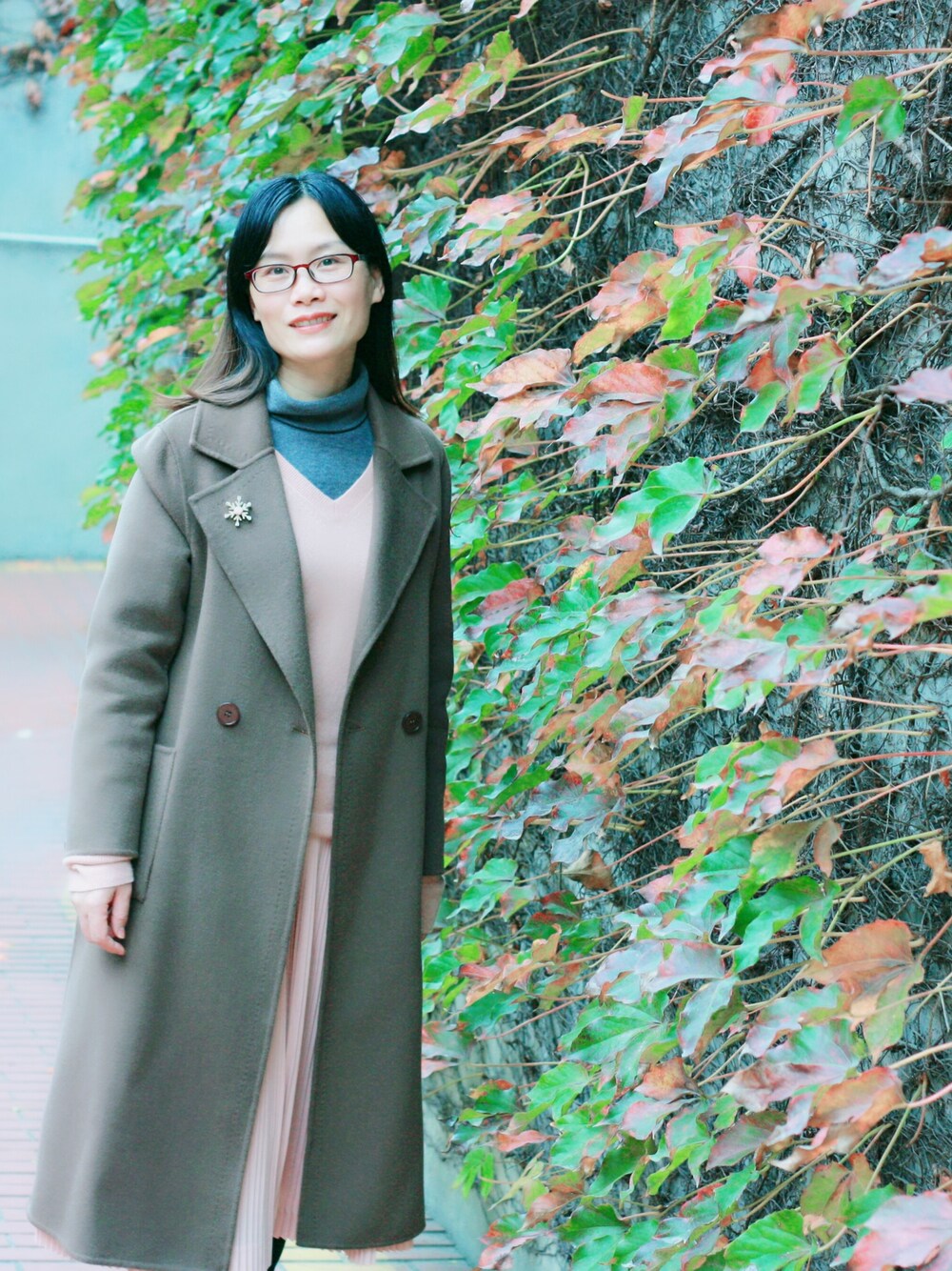 「优衣库のアイテム（ニット/セーター、ピンク系）」を使った、flowerさん（レディース・162cm）の冬コーディネートの1枚目の写真
