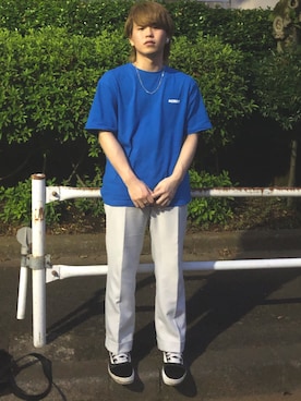 「NERDY（ノルディ）のアイテム（トップス）」を使った、りょーごさん（メンズ・175cm）の夏コーディネート