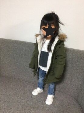 「西松屋（ニシマツヤ）のアイテム（モッズコート）」を使った、yu  ❤️ ayaさん（キッズ・90cm）の春コーディネート