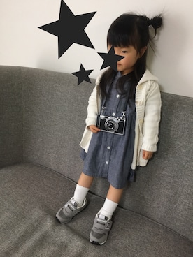 「無印良品（ムジルシリョウヒン）のアイテム（シャツワンピース）」を使った、yu  ❤️ ayaさん（キッズ・90cm）の春コーディネート