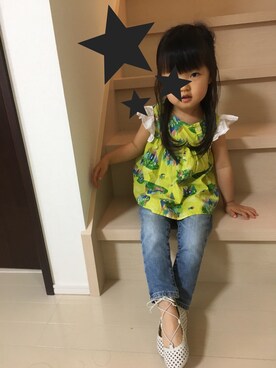 「レースアップシューズ」｜「アイテム（チュニック）」を使った、yu  ❤️ ayaさん（キッズ・90cm）の春コーディネート