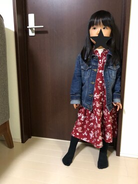 「おんなのこコーデ」｜「アイテム（デニムジャケット）」を使った、yu  ❤️ ayaさん（キッズ・100cm）の冬コーディネート