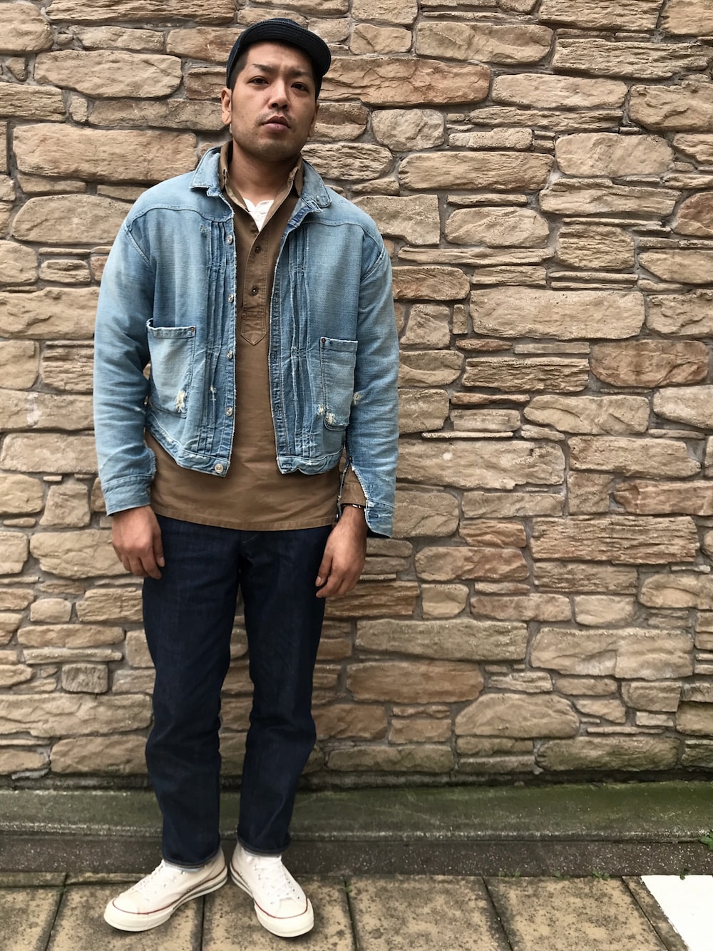 「45R、rrl、LEVIS VINTAGE CLOTHING」｜「45Rのアイテム（デニムパンツ、ブルー系）」を使った、ICEMANさん（メンズ・176cm）の秋コーディネートの1枚目の写真