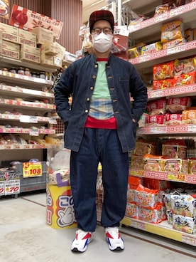 「アイテム（キャップ）」を使った、ノビ山本さん（メンズ・170cm）の春コーディネート