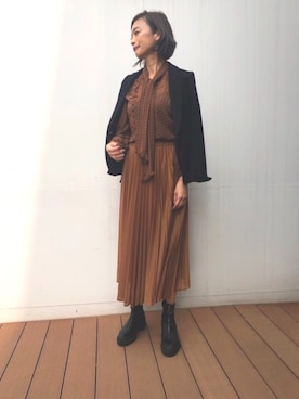 「シフォンブラウス」｜「アイテム（ジャケット/アウター）」を使った、chaki4444さん（レディース・170cm）の秋コーディネート