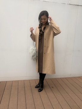 「NARACAMICIE（ナラカミーチェ）のアイテム（ノーカラーコート）」を使った、chaki4444さん（レディース・170cm）の冬コーディネート
