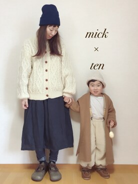 「アイテム（モカシン/デッキシューズ、ブラウン系）」を使った、micktenさん（レディース・158cm）の冬コーディネート