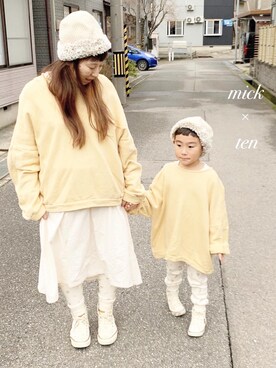 「アイテム（デニムスカート、ホワイト系）」を使った、micktenさん（レディース・158cm）の冬コーディネート