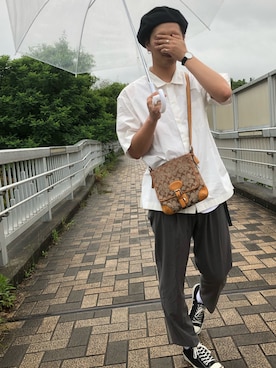 「Right-on（ライトオン）のアイテム（ハンチング/ベレー帽）」を使った、おかめさん（メンズ・178cm）の夏コーディネート