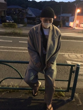 「古着好きな人と繋がりたい」｜「アイテム（セットアップ）」を使った、おかめさん（メンズ・179cm）の春コーディネート