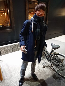 「激安コーデ」｜「アイテム（ステンカラーコート）」を使った、HAPPY HAMPTYさん（メンズ・175cm）の冬コーディネート