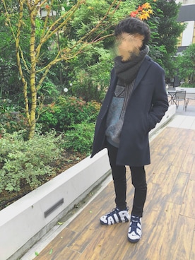 「COMME CA ISM（コムサイズム）のアイテム（チェスターコート）」を使った、まささん（メンズ・178cm）の冬コーディネート