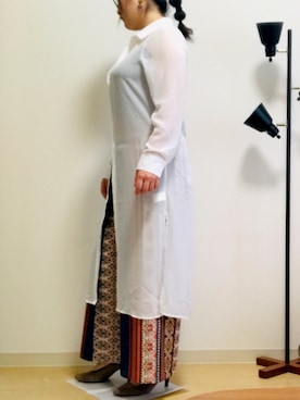 「アイテム（シャツワンピース）」を使った、はゆさん（レディース・159cm）の夏コーディネート