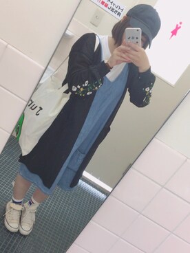 「usedのアイテム（ワンピース/ドレス、ブルー系）」を使った、Ninaさん（レディース・149cm）の春コーディネート