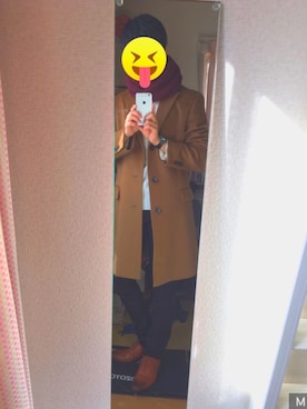 「スヌード」｜「アイテム（トレンチコート）」を使った、くがけんさん（メンズ・178cm）の冬コーディネート