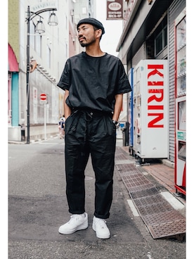 「INFIELDER DESIGN（インフィールダーデザイン）のアイテム（キャップ）」を使った、THE COMMON TEMPO 原宿Yさん（メンズ・165cm）の夏コーディネート