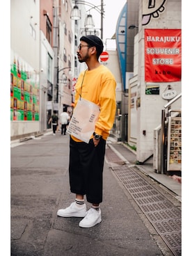 「INFIELDER DESIGN（インフィールダーデザイン）のアイテム（キャップ）」を使った、THE COMMON TEMPO 原宿Yさん（メンズ・165cm）の夏コーディネート